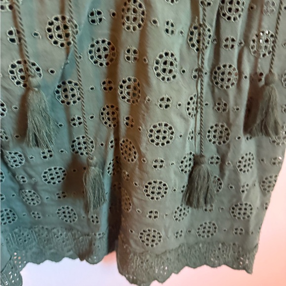 Ulla Johnson Green Ruffle Cap Sleeve Blouse - Picture 8 of 8